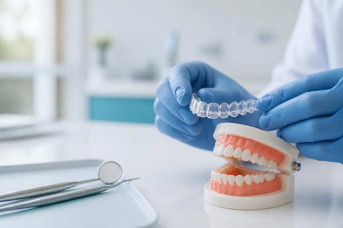 Modelo dental utilizado durante una orientación visual de ortodoncia.